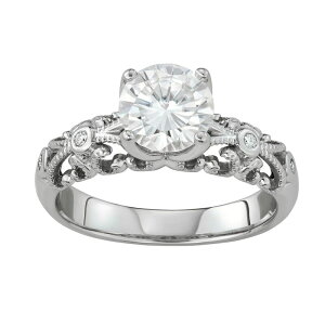 �`���[���Y �A���h �R���o�[�h ���f�B�[�X �A�N�Z�T���[ �����O Charles & Colvard 14K White Gold 1-1/2 Carat.W. Lab-Created Moissanite Milgrain Ring 14k Whgold �z���C�g