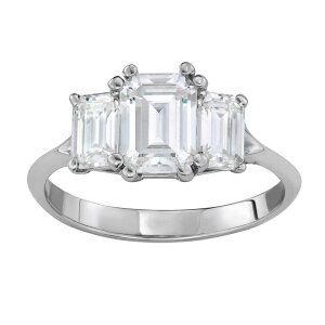 �`���[���Y �A���h �R���o�[�h ���f�B�[�X �A�N�Z�T���[ �����O Charles & Colvard 14K White Gold 2 9/10 Carat.W. Lab-Created Moissanitemerald Three-Stone Ring 14k Whgold �z���C�g