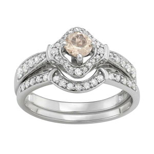 �A���u�����f�b�h ���f�B�[�X �A�N�Z�T���[ �����O Unbranded 14k White Gold 1/2 Carat.W. Diamond & Gemstone Halo Engagement Ring Set Morganite �z���C�g