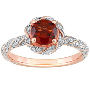 Xe O[X fB[X ANZT[ O Be[W Stella Grace 14k Rose Gold Garnet & 1/4 Carat.W. Diamond Halo Vintage Ring 14k Rose Gold S[h