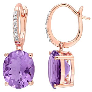Xe O[X fB[X ANZT[ sAXECO Stella Grace 14k Rose Gold Amethyst & 1/10 Carat.W. Diamond Ovaleverback Earrings 14k Rsgold S[h