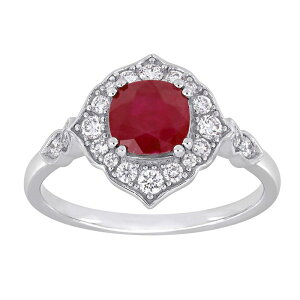 Xe O[X fB[X ANZT[ O Stella Grace 14k White Gold Ruby & 1/3 Carat.W. Diamond Halo Ring 14k White Gold zCg