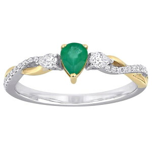 Xe O[X fB[X ANZT[ O Stella Grace 14k Two Tone Gold Emerald & 1/5 Carat.W. Diamond Infinity Ring 14k Two Tone Gh
