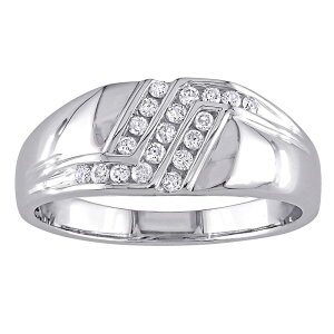 �X�e�� �O���[�X �����Y �A�N�Z�T���[ �����O Stella Grace Men's 10k White Gold 1/4 Carat.W. Diamond 3-Rowedding Band 10k White Gold �z���C�g