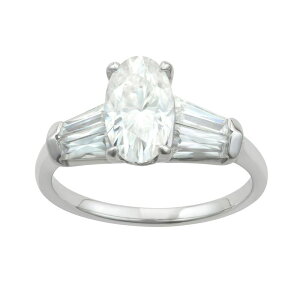 �`���[���Y �A���h �R���o�[�h ���f�B�[�X �A�N�Z�T���[ �����O Charles & Colvard 14k Gold 3 1/2 Carat.W. Lab-Created Moissanitelongated Oval Engagement Ring White �z���C�g
