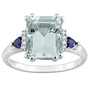 Xe O[X fB[X ANZT[ O Stella Grace 14k White Gold Aquamarine Blue Sapphire & Diamond Accent 3-Stone Ring 14k White Gold zCg