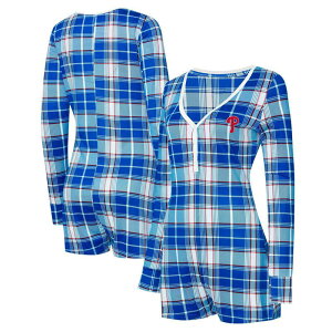 Aufbh fB[X A_[EFA iCgEFA VlbN p[X jbg Unbranded Women's Conceptsport Royal Philadelphia Phillies Ashford Plaid V-Necknit Romper Phl Blue u[