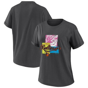 �E�F�A �o�C �G���� �A���h���[�Y ���f�B�[�X �g�b�v�X T�V���c Women's WEAR by Erin Andrews Charcoal Baltimore Orioles Domestic Box Color Boyfriend T-Shirt Orl Charco �`���R�[��