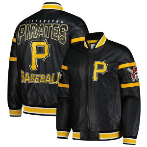 �J�[�� �o���N�X �����Y �A�E�^�[ �W���P�b�g�E�u���]�� ���U�[ Men's G-III Sports by Carl Banks Black Pittsburgh Pirates Full-Zip Leather Varsity Jacket Pir Black �u���b�N