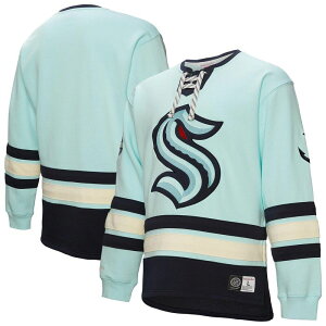 �~�b�`�F��&�l�X �����Y �g�b�v�X T�V���c �X�E�F�b�g ���[�X Mitchell & Ness Men's Light Blue Seattle Kraken Heritage Lace-Upullover Sweatshirt Krk Light �u���[