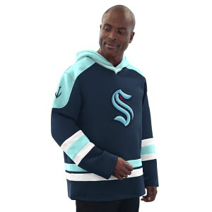 �X�^�[�^�[ �����Y �g�b�v�X T�V���c �p�[�J�[ Men'starter Deep Sea Blue/Light Blue Seattle Kraken Hockey Pullover Hoodie Krk Navy �l�C�r�[