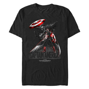 �}�[�x�� �����Y �g�b�v�X T�V���c �L���b�v �O���t�B�b�N Men's Marvel Captain America Brave Neworld Wingsuit And Shield Poster Graphic Tee Black �u���b�N