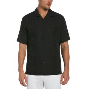 �L���[�o�x�� �����Y �g�b�v�X T�V���c �_�E�� Men's Cubavera Guayabera Button-Down Shirt Black �u���b�N