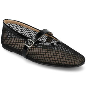 �W���[�j�[ ���f�B�[�X �V���[�Y �T���_�� ���b�V�� Journee Casha Women's Mesh Slip-On Square Toe Flats Black �u���b�N