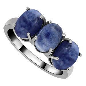 Aleure Precioso ���f�B�[�X �A�N�Z�T���[ �����O Aleure Precioso Sterling Silver Polished 3-Stone Ring Sodalite �X�g�[��