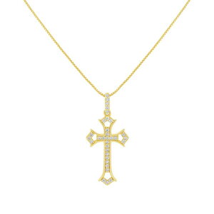 yz v[Y fB[X lbNXE`[J[Ey_ggbv ANZT[ PRIMROSE Sterling Silver Pav Cubic Zirconia Cross Pendant Necklace on Box Chain Gold Tone