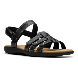 yz N[NX fB[X T_ V[Y Clarks Elizabelle Kay Women's Slip-On Flat Sandals Black Leather