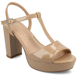 yz W[j[ fB[X T_ V[Y Journee Women's Nalie T-Strap Platform Dress Sandals Patent Beige