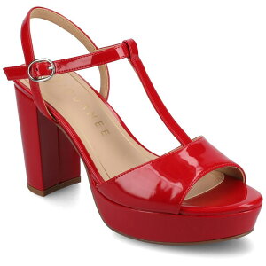 �W���[�j�[ ���f�B�[�X �V���[�Y �T���_�� �v���b�g�t�H�[�� Journee Women's Nalie T-Straplatform Dressandals Patent Red ���b�h