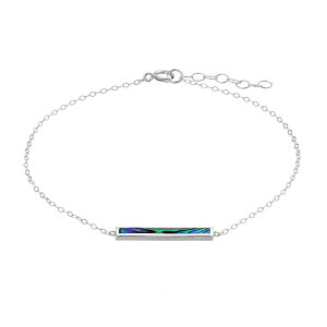 yz Aleure Precioso fB[X uXbgEoOEANbg ANZT[ Aleure Precioso Sterling Silver Abalone Inlay Bar Chain Anklet Sterling