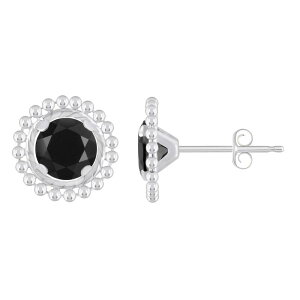 Celebration Gems ���f�B�[�X �A�N�Z�T���[ �s�A�X�E�C�������O Celebration Gemsterling Silveround Gemstone Beaded Martini Stud Earrings Onyx �V���o�[