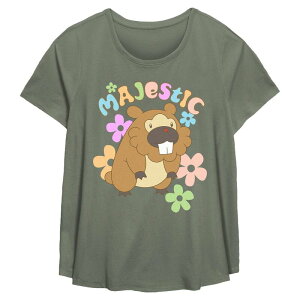 �A�j���L�����N�^�[ ���f�B�[�X �g�b�v�X T�V���c �v���X�T�C�Y �O���t�B�b�N Licensed Character Plusize Pokemon Majesticreature Spring Vibes Flowy Graphic Tee Sage �Z�[�W