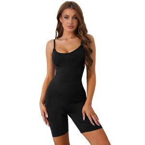 �A���O�� �P�[ ���f�B�[�X �g�b�v�X �V���c �{�f�B�[�X�[�c ALLEGRA K Women'slimming Bodysuits U Neck Shapewear Sculpting Full Body Shaper with Adjustable Strap Black �u���b�N