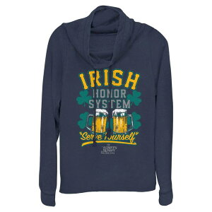 �A�j���L�����N�^�[ ���f�B�[�X �g�b�v�X T�V���c �O���t�B�b�N Licensed Character Women's It's Alwaysunny In Philadelphia Irishonor System Serve Yourself Cowlneck Graphic Lightweight Long Sleeve Navy �l�C�r�[