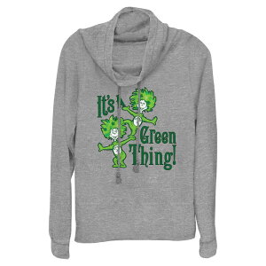 �A�j���L�����N�^�[ ���f�B�[�X �g�b�v�X T�V���c �O���t�B�b�N Licensed Character Women's Dr. Seuss Thing 1 And Thing 2 It's A Green Thing Cowlneck Graphic Lightweight Long Sleeve Gray Heather �O���[