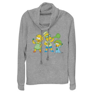 �A�j���L�����N�^�[ ���f�B�[�X �g�b�v�X T�V���c �O���t�B�b�N Licensed Character Women's The Simpsonst. Patrick's Day Party Cowlneck Graphic Lightweight Long Sleeve Gray Heather �O���[