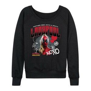 �}�[�x�� ���f�B�[�X �g�b�v�X T�V���c �p�C�� Women's Marvel Deadpool & Wolverine Ladypool French Terry Long Sleeve Tee Black �u���b�N