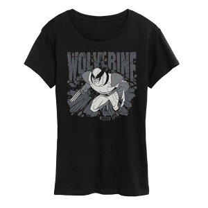 �}�[�x�� ���f�B�[�X �g�b�v�X T�V���c ���m�N�� �O���t�B�b�N Women's Marvel Wolverine Monochrome Graphic Tee Black �u���b�N