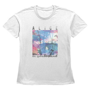 �f�B�Y�j�[ ���f�B�[�X �g�b�v�X T�V���c �O���t�B�b�N Disney's Alice In Wonderland Magic Garden Scene Women's Graphic Tee White �z���C�g