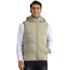 Lars Amadeus �����Y �A�E�^�[ �W���P�b�g�E�u���]�� �x�X�g �m�[�X���[�u �_�E�� Lars Amadeus Puffer Vest for Men's Warm Sleeveless Down Jacket with Detachable Hooded Winter Padded Vest Khaki �J�[�L