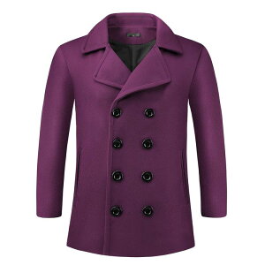 Lars Amadeus Y AE^[ WPbgEu] R[g Lars Amadeus Double Breasted Coat for Men's Notched Collar Formal Classic Overcoats Purple p[v