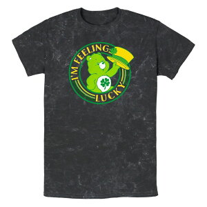 �A�j���L�����N�^�[ �����Y �g�b�v�X T�V���c �O���t�B�b�N Licensed Character Men's Care Bears I'm Feeling Lucky Mineral Wash Graphic Tee Black �u���b�N