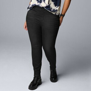 yz FEH fB[X fjpc {gX Plus Size Simply Vera Vera Wang Mid-Rise Denim Shaping Leggings Black Rinse