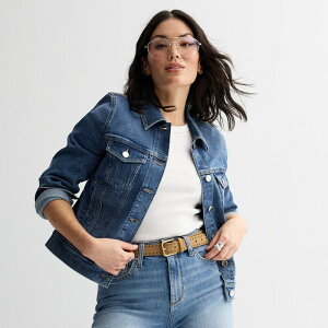 �\�m�} ���f�B�[�X �A�E�^�[ �W���P�b�g�E�u���]�� �v�` �_�E�� �f�j�� Petite Sonoma Goods For Life Button-Down Denim Jacket Medium Wash �f�j��