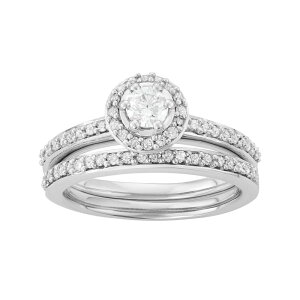 �A���u�����f�b�h ���f�B�[�X �A�N�Z�T���[ �����O Unbranded 10k White Gold 1/2 Carat.W. Diamond Halo Engagement Ring Set White �z���C�g