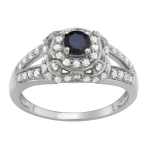 �A���u�����f�b�h ���f�B�[�X �A�N�Z�T���[ �����O Unbranded 14k White Gold Sapphire & 1 Carat.W. Diamond Engagement Ring 10k Whgold �z���C�g