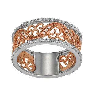�A���u�����f�b�h ���f�B�[�X �A�N�Z�T���[ �����O Unbranded Two Tone 10k Gold 1/4 Carat.W. Diamond Filigree Wedding Band 10k Two Tone �S�[���h