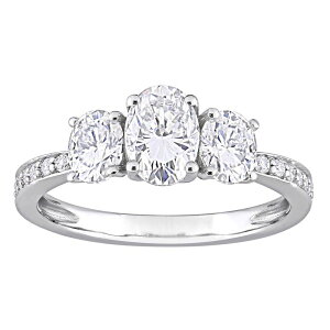 Xe O[X fB[X ANZT[ O Stella Grace 10k White Gold 1 3/4 Carat.W. Lab-Created Moissanite Oval 3-Stonengagement Ring 10k White Gold zCg