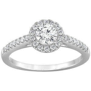 �G�{���u ���f�B�[�X �A�N�Z�T���[ �����O Evolv 14k White Gold 3/4 Carat.W. Lab-Grown Diamond Halo Engagement Ring 14k White Gold �z���C�g