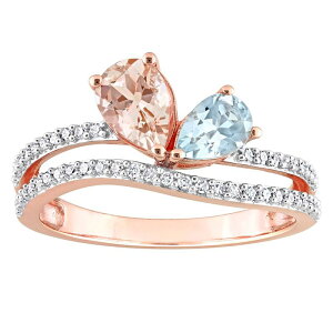 �X�e�� �O���[�X ���f�B�[�X �A�N�Z�T���[ �����O Stella Grace 10k Rose Gold Morganite Aquamarine & 1/4 Carat.W. Diamond 2-Stone Open Ring 10k Rose Gold �S�[���h