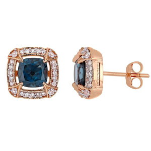 Xe O[X fB[X ANZT[ sAXECO Stella Grace 10k Rose Gold London Blue Topaz White Sapphire & 1/5 Carat.W. Diamond Halo Stud Earrings 10k Rsgold zCg