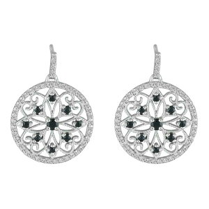 Aufbh fB[X ANZT[ sAXECO Unbranded 10k White Gold Sapphire & Diamond Medallion Earringsapphire Tt@CA