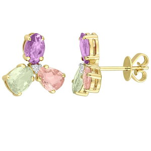 Xe O[X fB[X ANZT[ sAXECO Stella Grace 14k Gold Multi-Color Sapphire & Diamond Accent 3-Stone Stud Earrings 14k Gold S[h