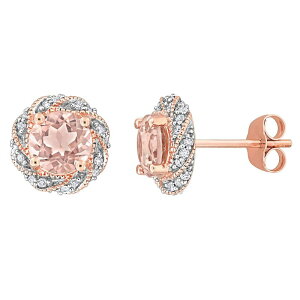 Xe O[X fB[X ANZT[ sAXECO Stella Grace 14k Rose Gold Morganite & 1/5 Carat.W Diamond Swirl Stud Earrings 14k Rose Gold S[h