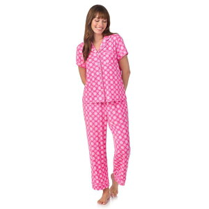 �h���C�p�[�W�F�[���X ���f�B�[�X �A���_�[�E�F�A �i�C�g�E�F�A �v�����g �p���c Women's Draper James 2-Piece Printed Cozy Short Sleeve Notch Collar Pajama Top & Pajama Pantset Aurora Pink Geo �s���N