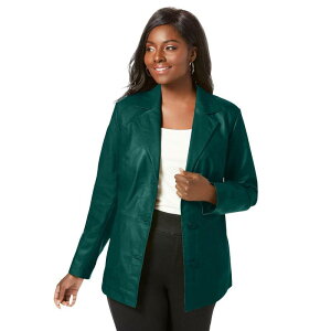 yz WFVJh fB[X WPbgEu] AE^[ Jessica London Women's Plus Size Leather Blazer Emerald Green